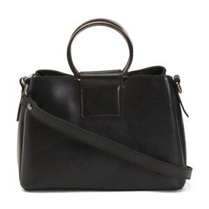 PATRICIA NASH Leather Empoli Metal Handles Multi Pocket Satchel With Strap